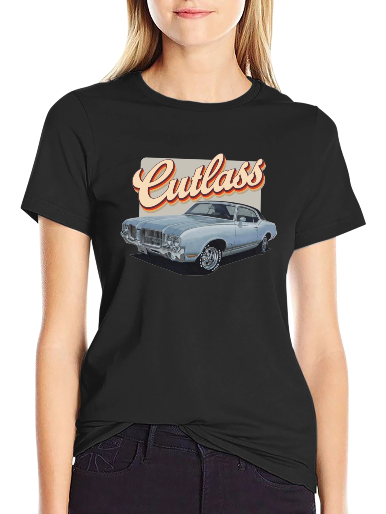 Classic Cutlass Car Graphic Tee - Vintage Style Black T-Shirt