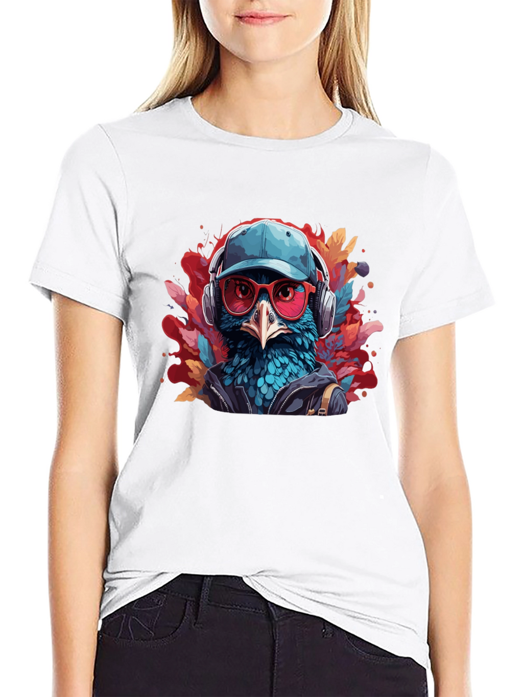 Cool Bird Graphic Tee - Black Cotton T-Shirt