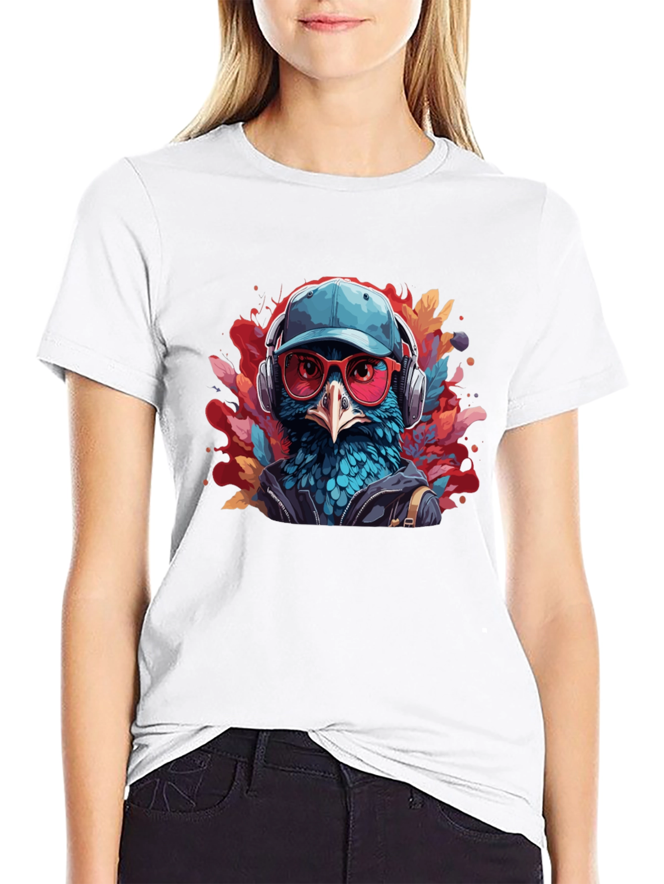 Cool Bird Graphic Tee - Black Cotton T-Shirt