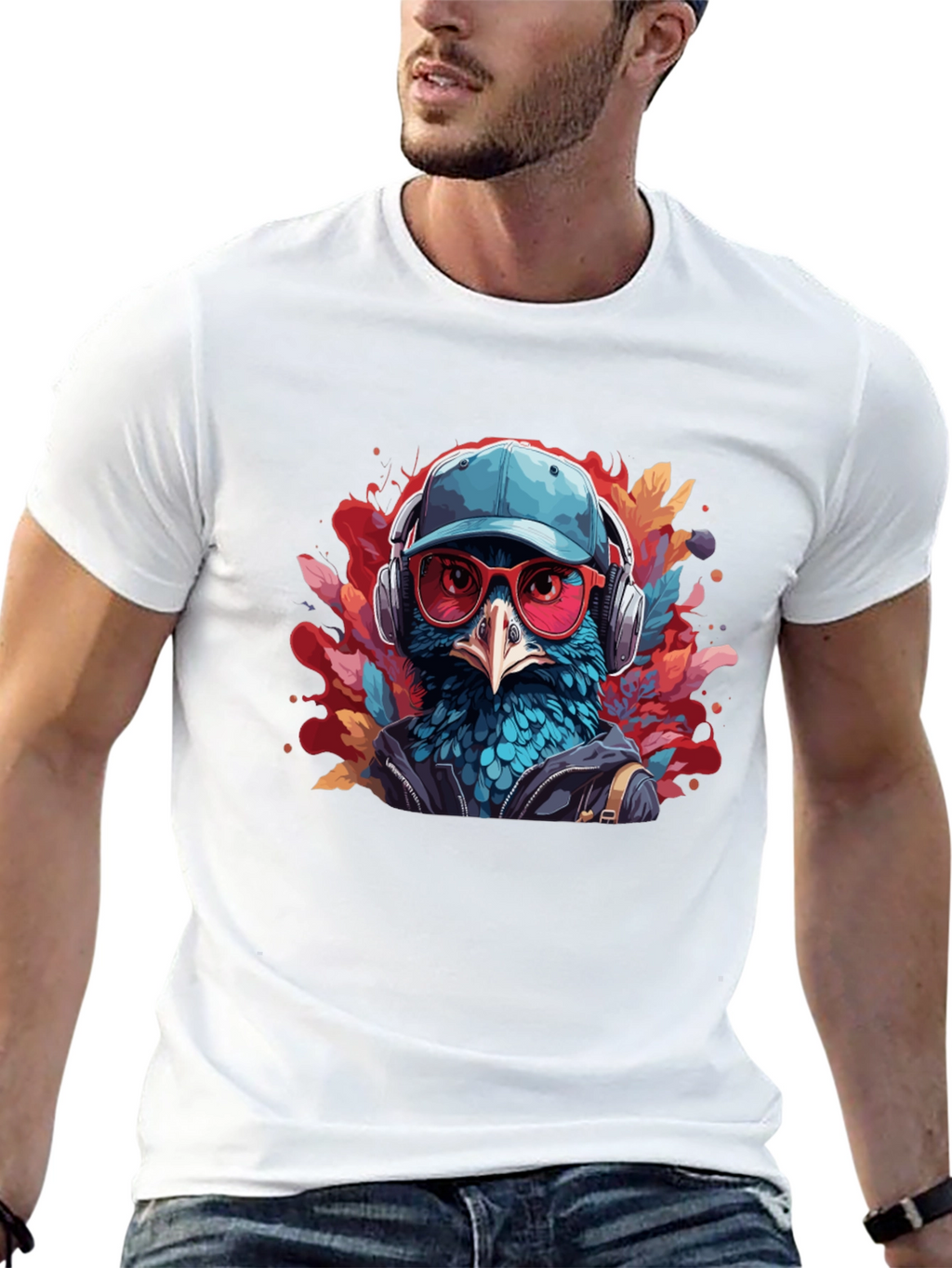 Cool Bird Graphic Tee - Black Cotton T-Shirt