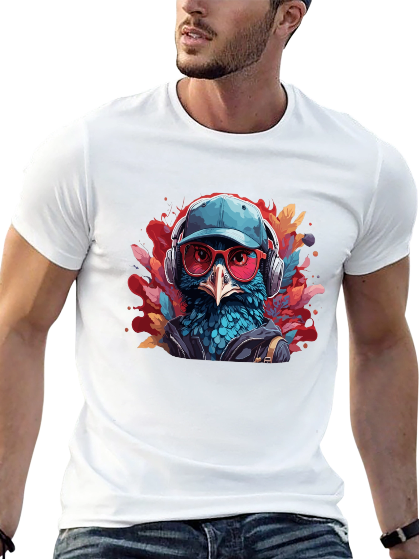 Cool Bird Graphic Tee - Black Cotton T-Shirt
