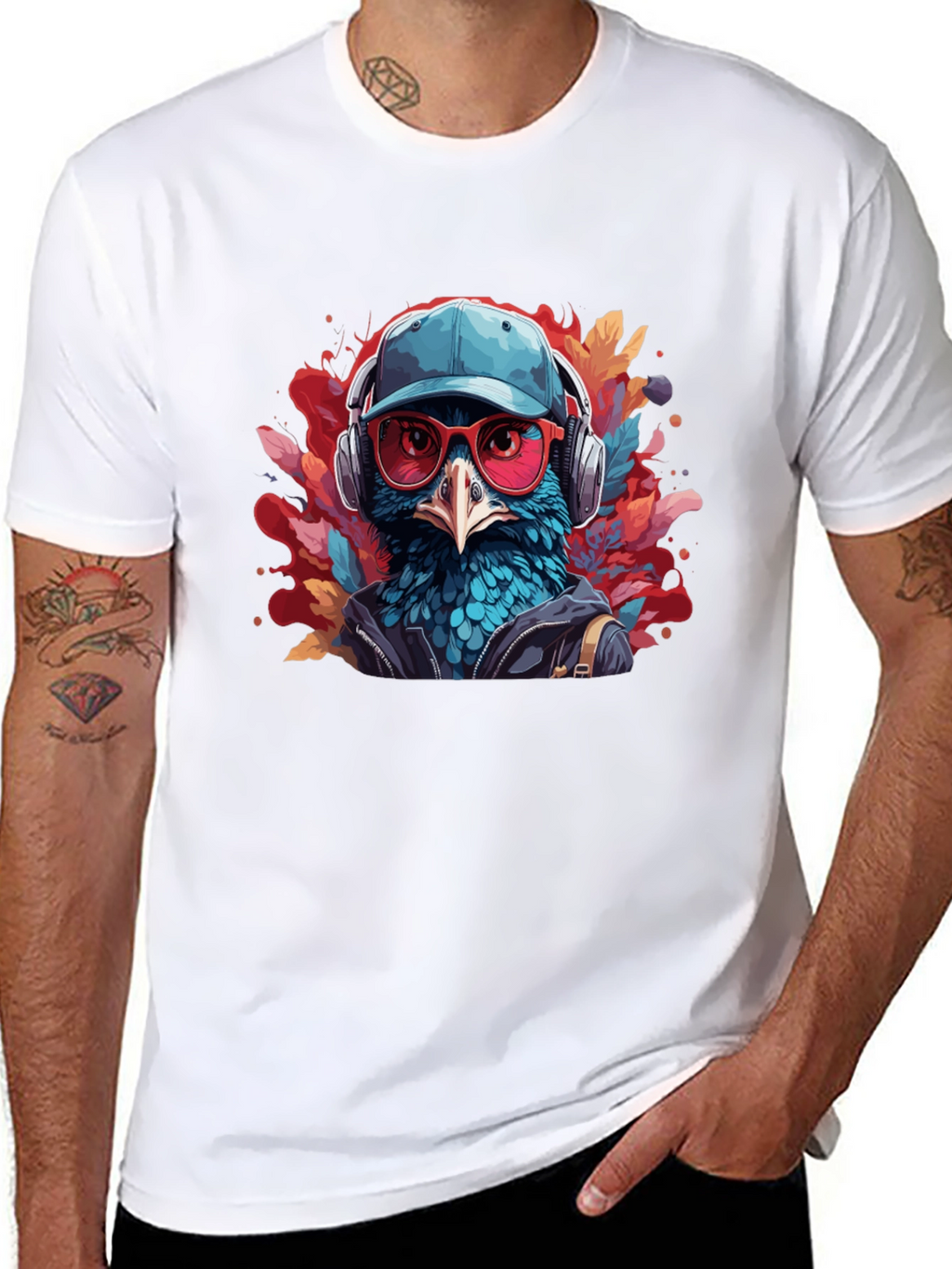 Cool Bird Graphic Tee - Black Cotton T-Shirt