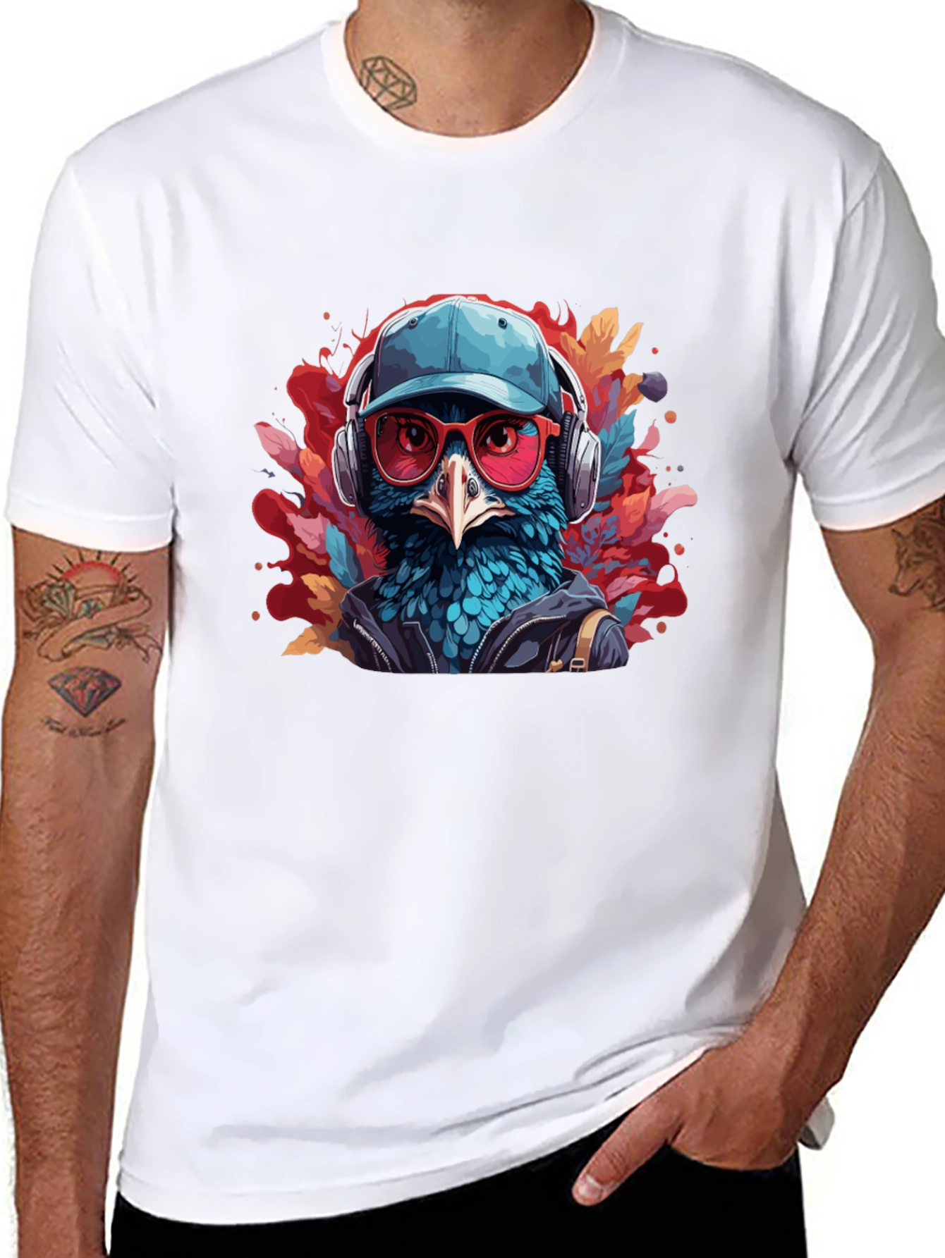 Cool Bird Graphic Tee - Black Cotton T-Shirt
