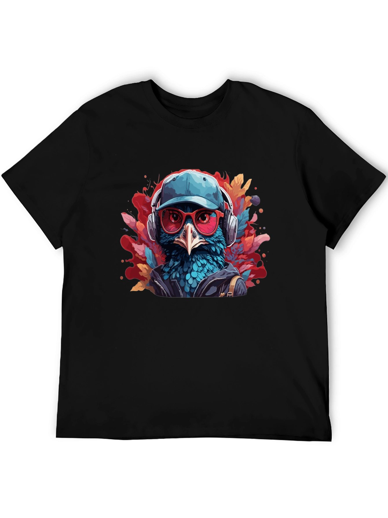 Cool Bird Graphic Tee - Black Cotton T-Shirt