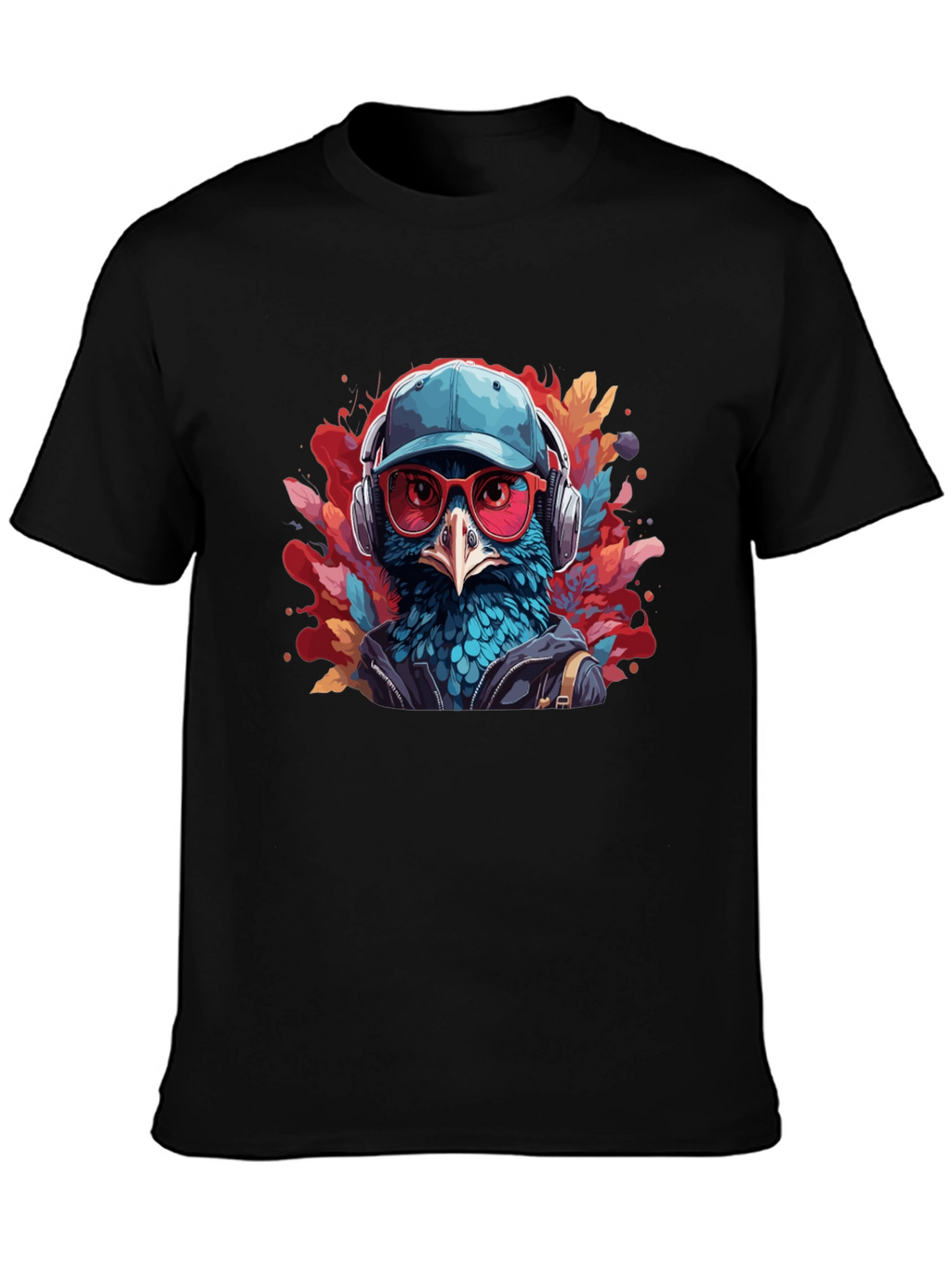 Cool Bird Graphic Tee - Black Cotton T-Shirt