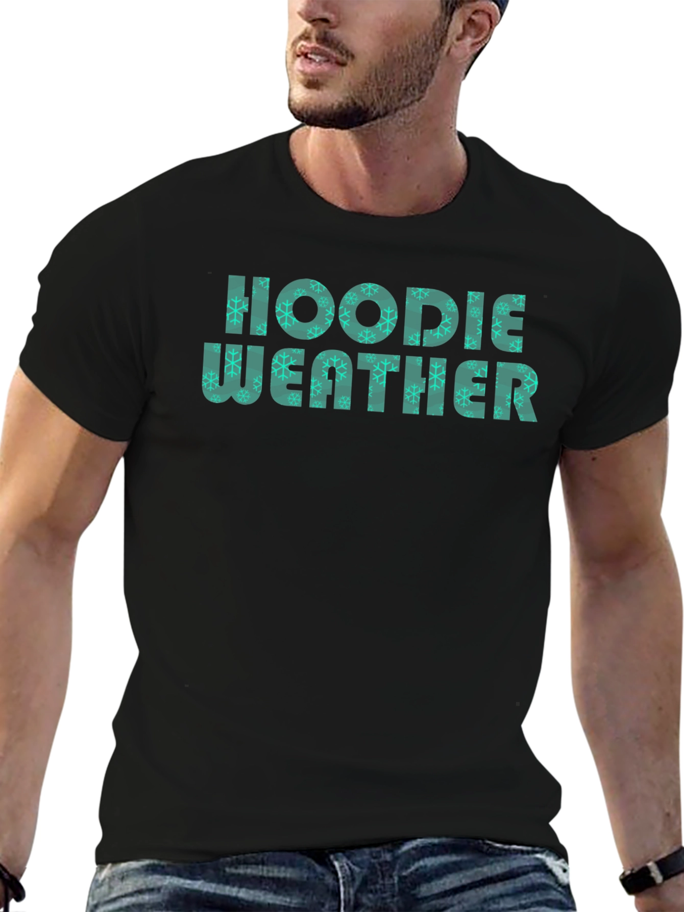 Hoodie Weather Graphic Tee - Winter Snowflake Design