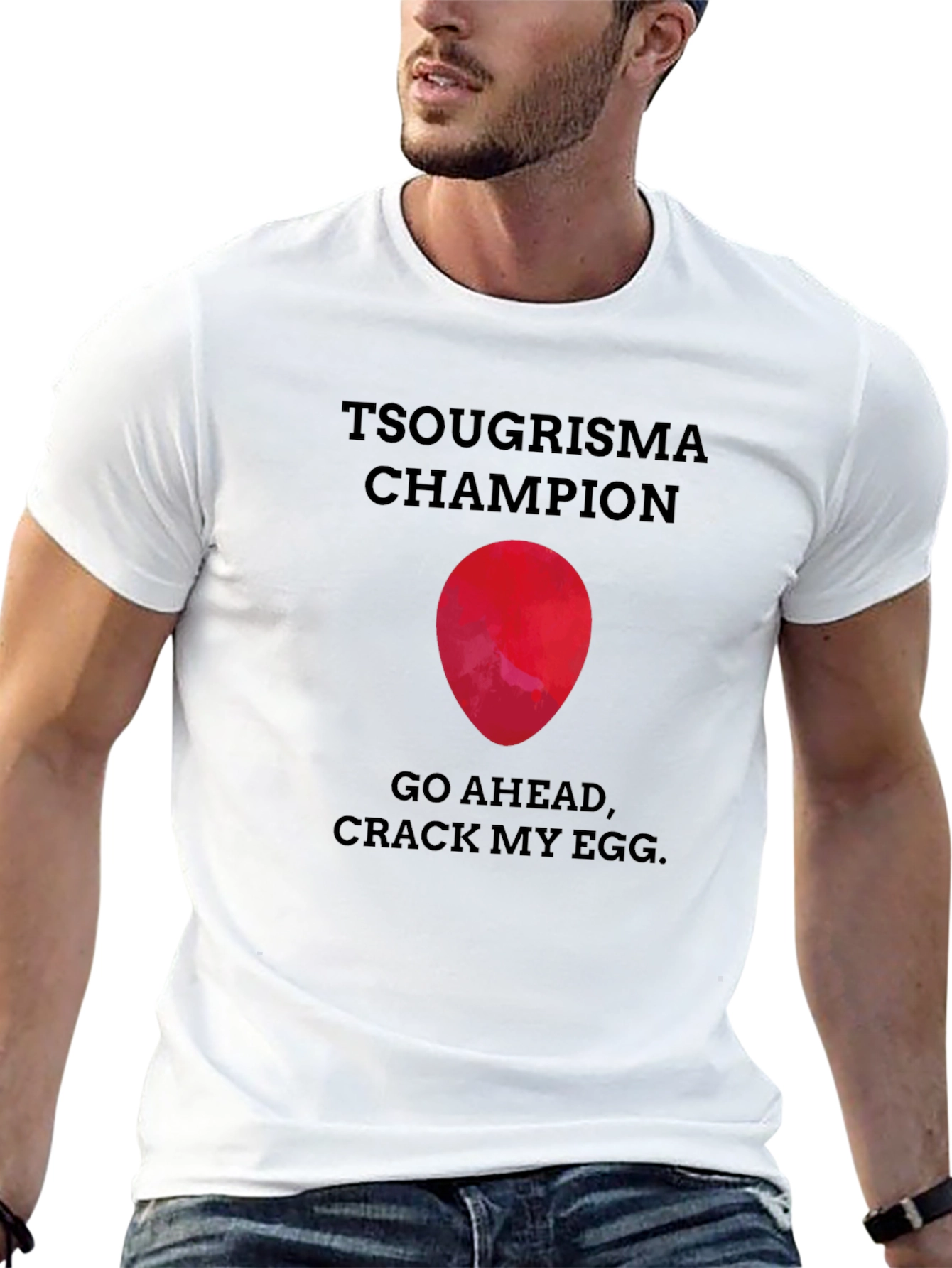 Tsougrisma Champion T-Shirt: Crack My Egg