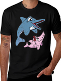 Dolphin Duo Graphic Tee - Stylish Cotton Blend