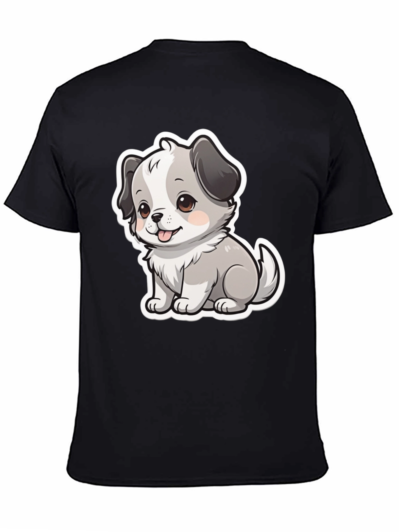 Cute Puppy Graphic Tee - Unisex Black T-Shirt