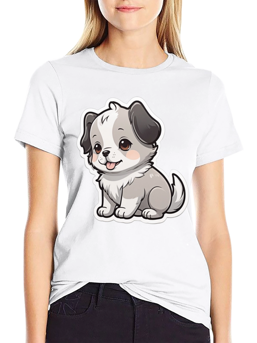 Cute Puppy Graphic Tee - Unisex Black T-Shirt