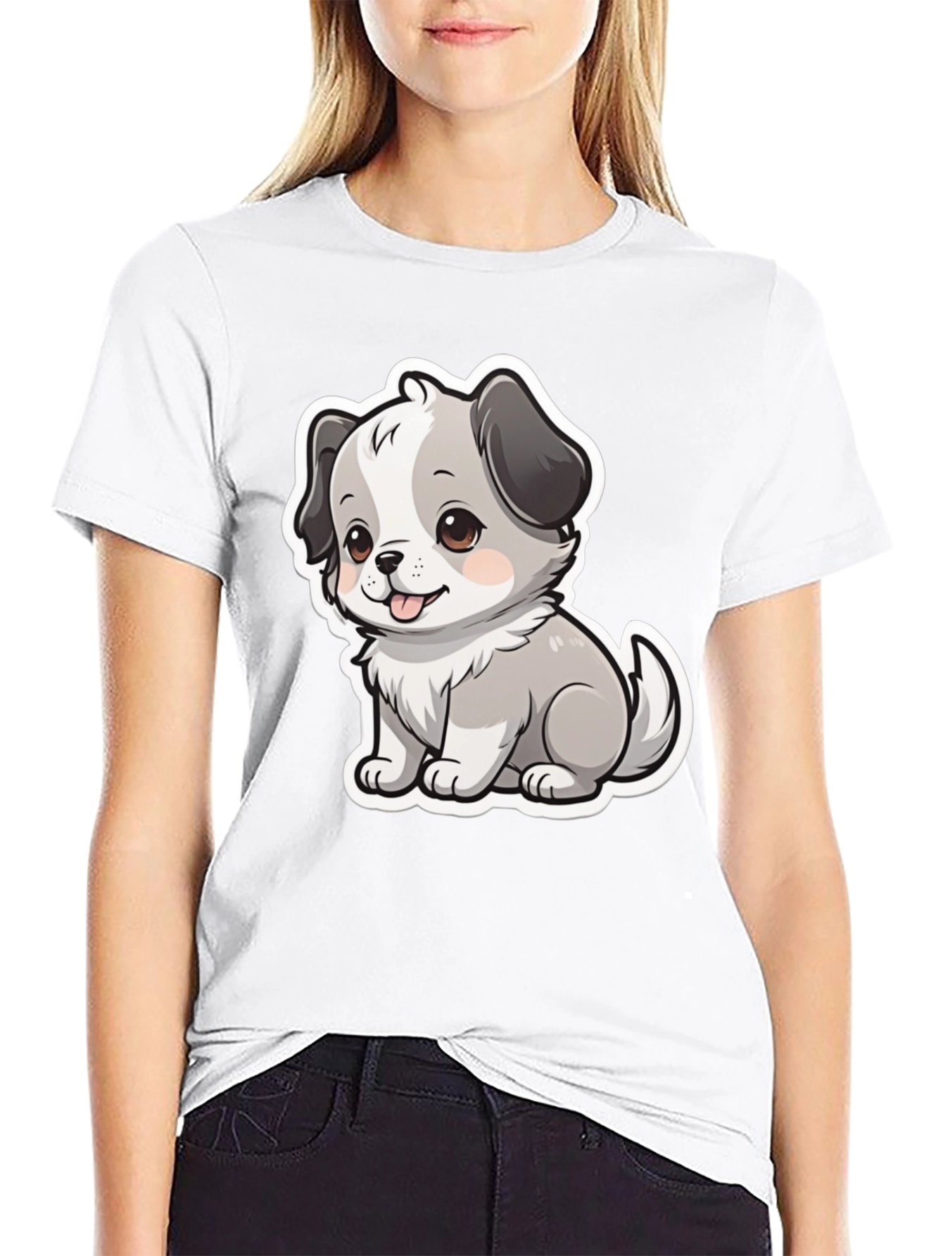 Cute Puppy Graphic Tee - Unisex Black T-Shirt
