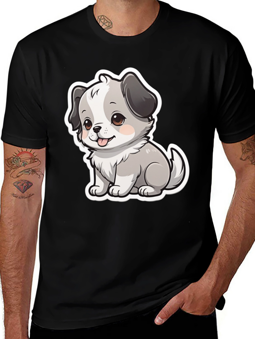 Cute Puppy Graphic Tee - Unisex Black T-Shirt