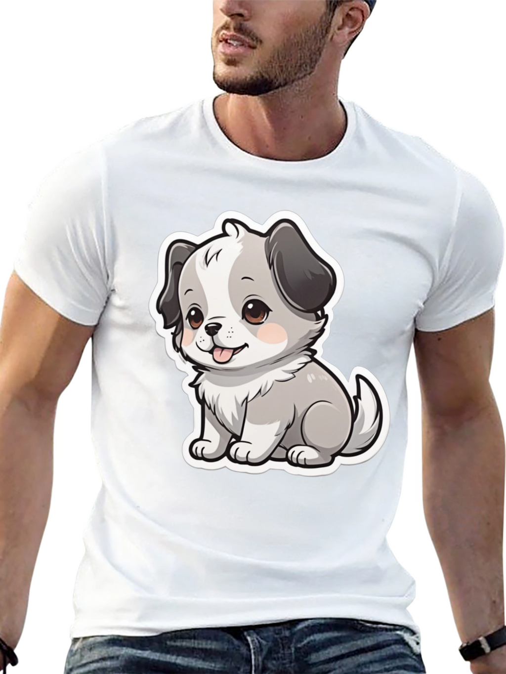 Cute Puppy Graphic Tee - Unisex Black T-Shirt