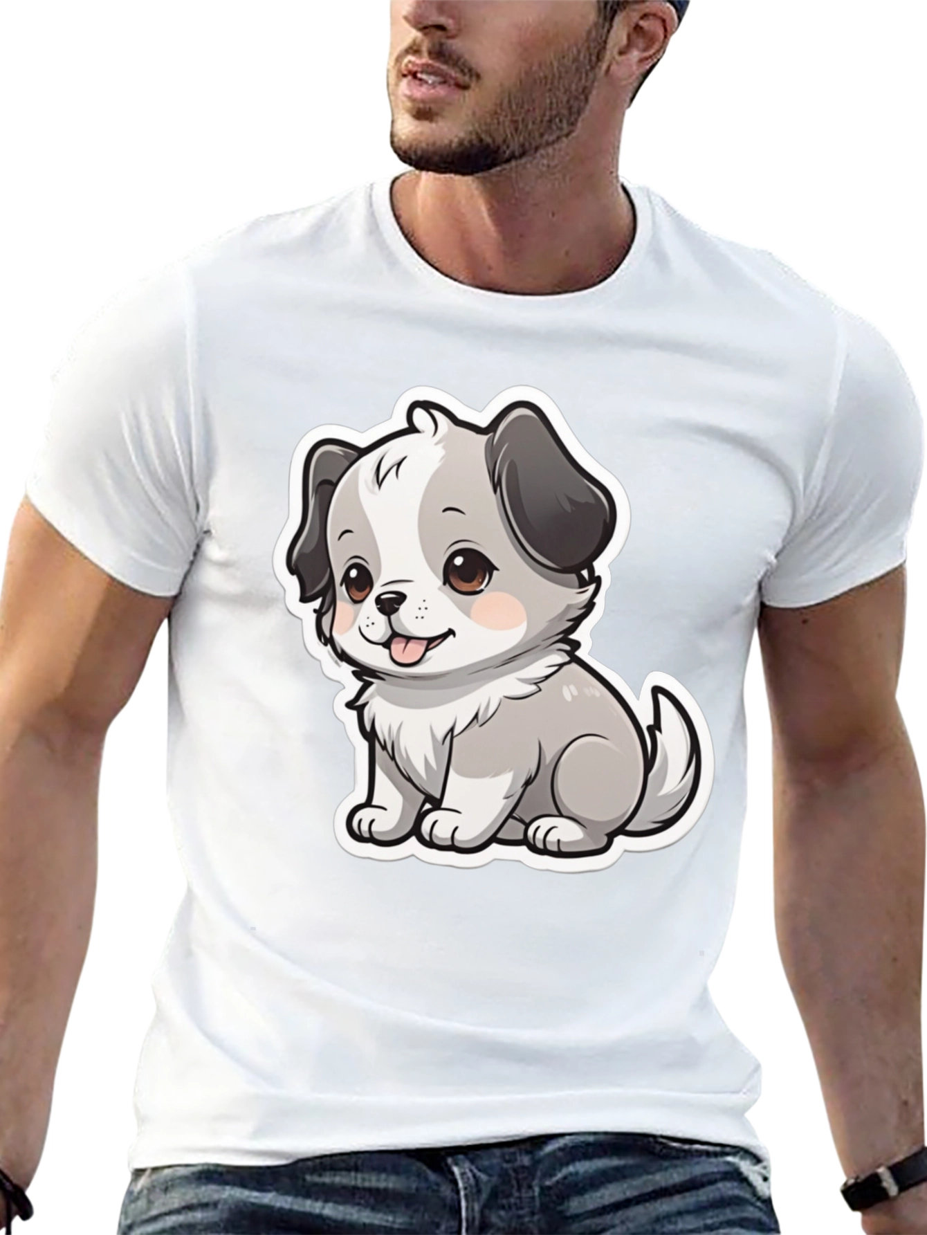 Cute Puppy Graphic Tee - Unisex Black T-Shirt