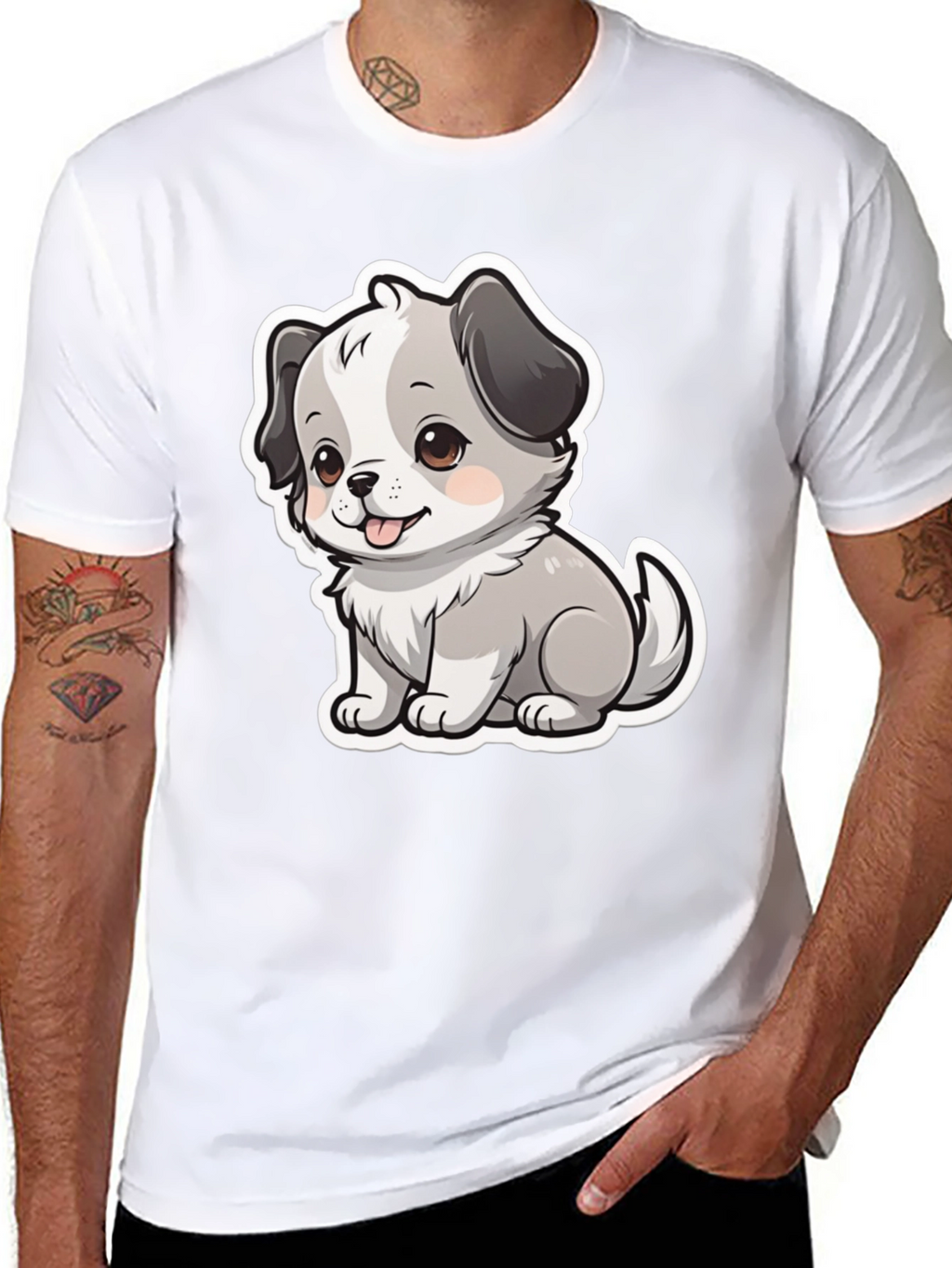 Cute Puppy Graphic Tee - Unisex Black T-Shirt
