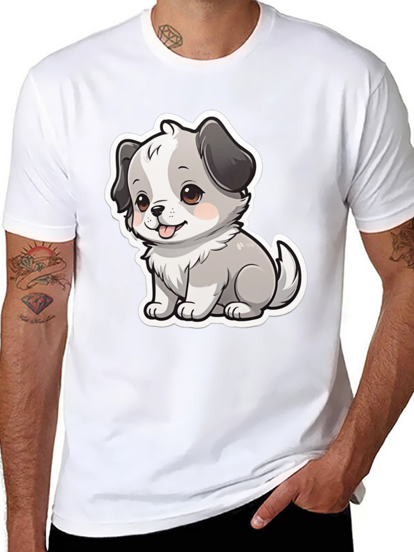 Cute Puppy Graphic Tee - Unisex Black T-Shirt