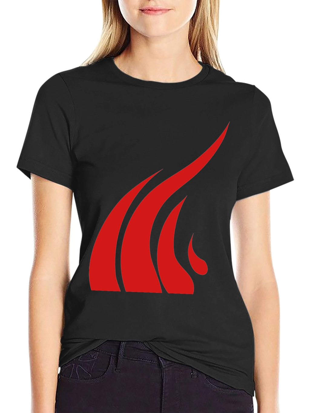 Bold Red Graphic Tee - Black Cotton Blend