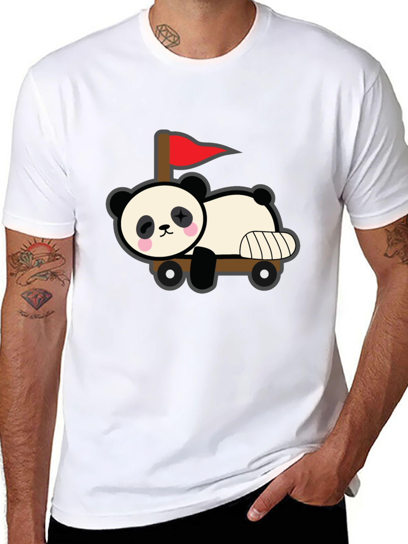 Cute Panda Car T-Shirt - Black