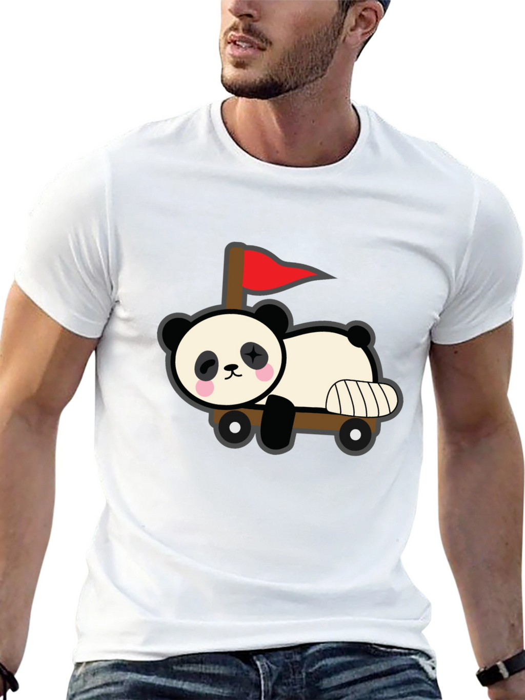 Cute Panda Car T-Shirt - Black