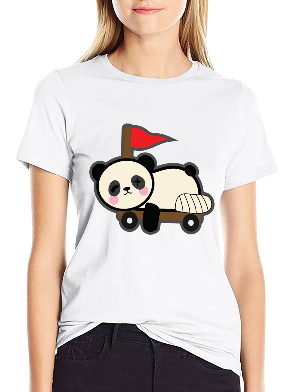 Cute Panda Car T-Shirt - Black
