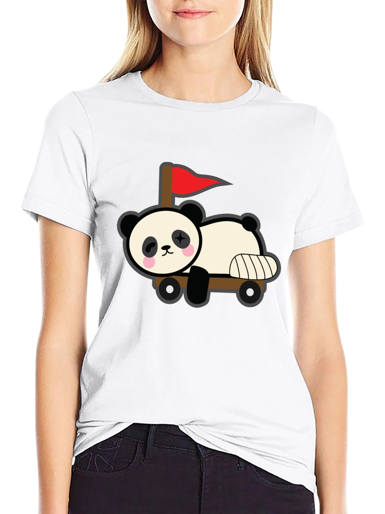 Cute Panda Car T-Shirt - Black