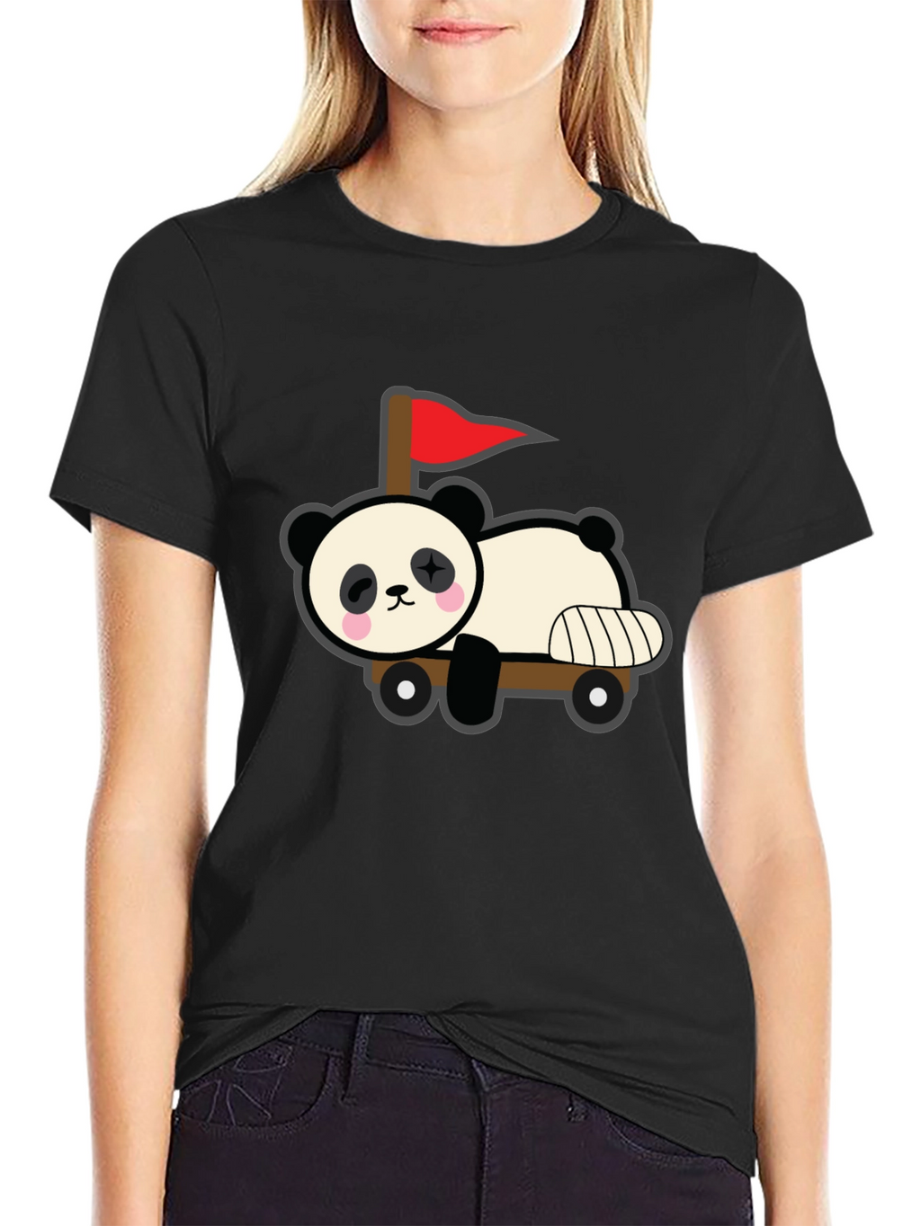 Cute Panda Car T-Shirt - Black