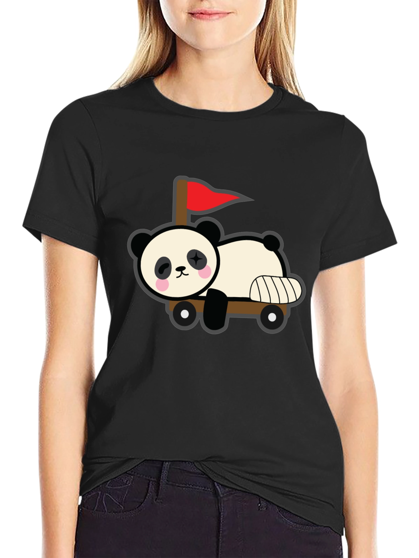 Cute Panda Car T-Shirt - Black
