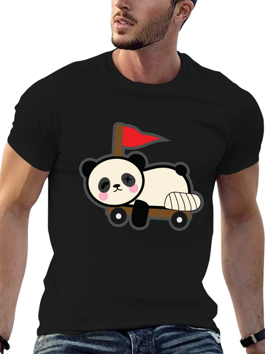 Cute Panda Car T-Shirt - Black