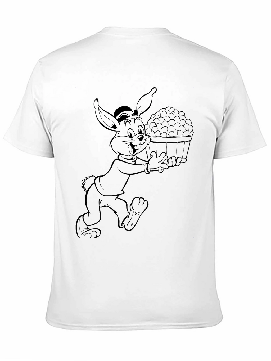 Cartoon Rabbit Graphic Tee - Black