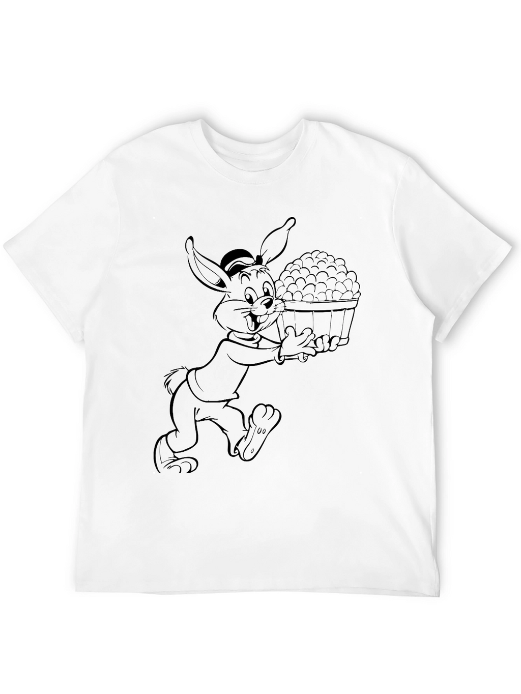 Cartoon Rabbit Graphic Tee - Black