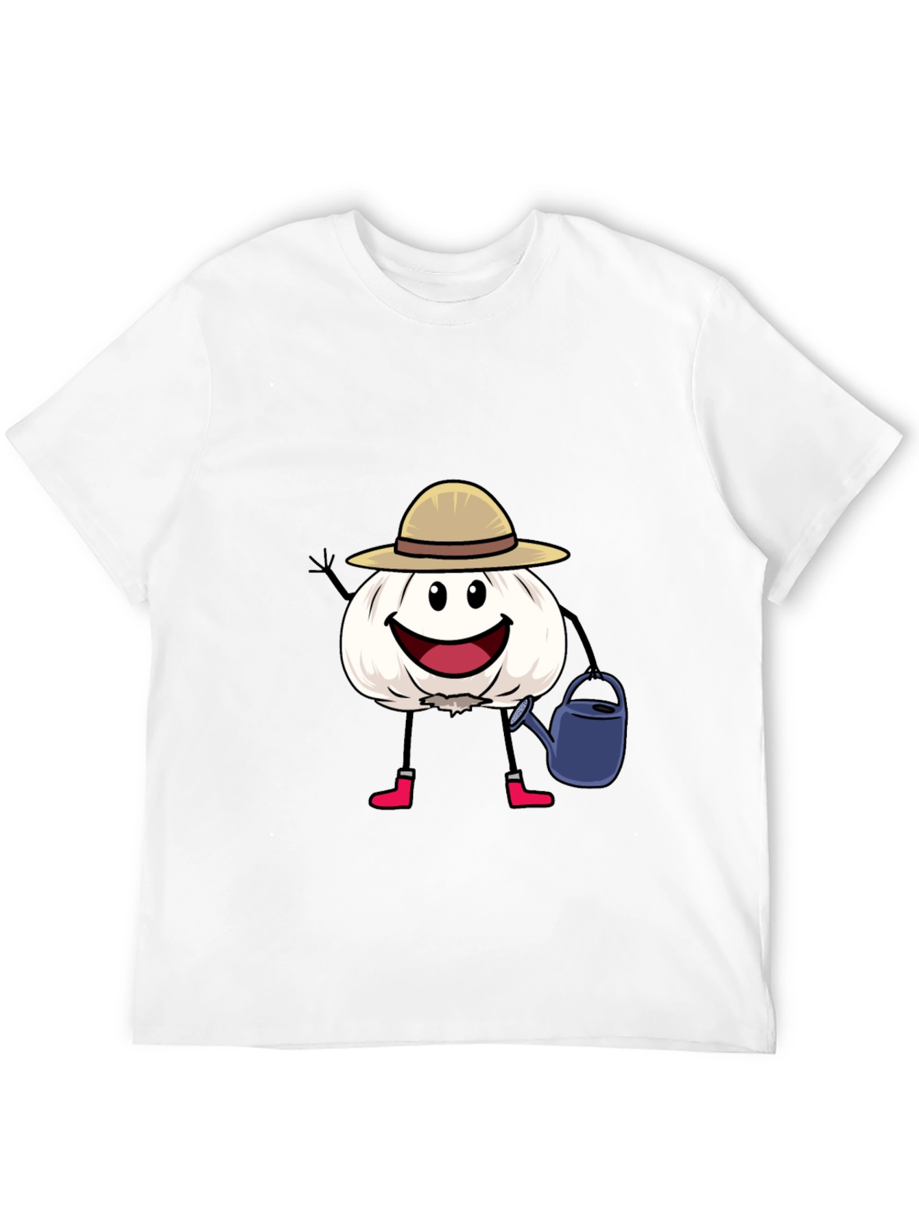 Cartoon Garlic Gardener Black T-Shirt