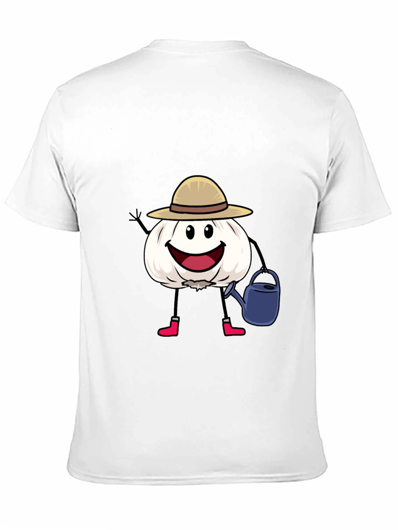 Cartoon Garlic Gardener Black T-Shirt