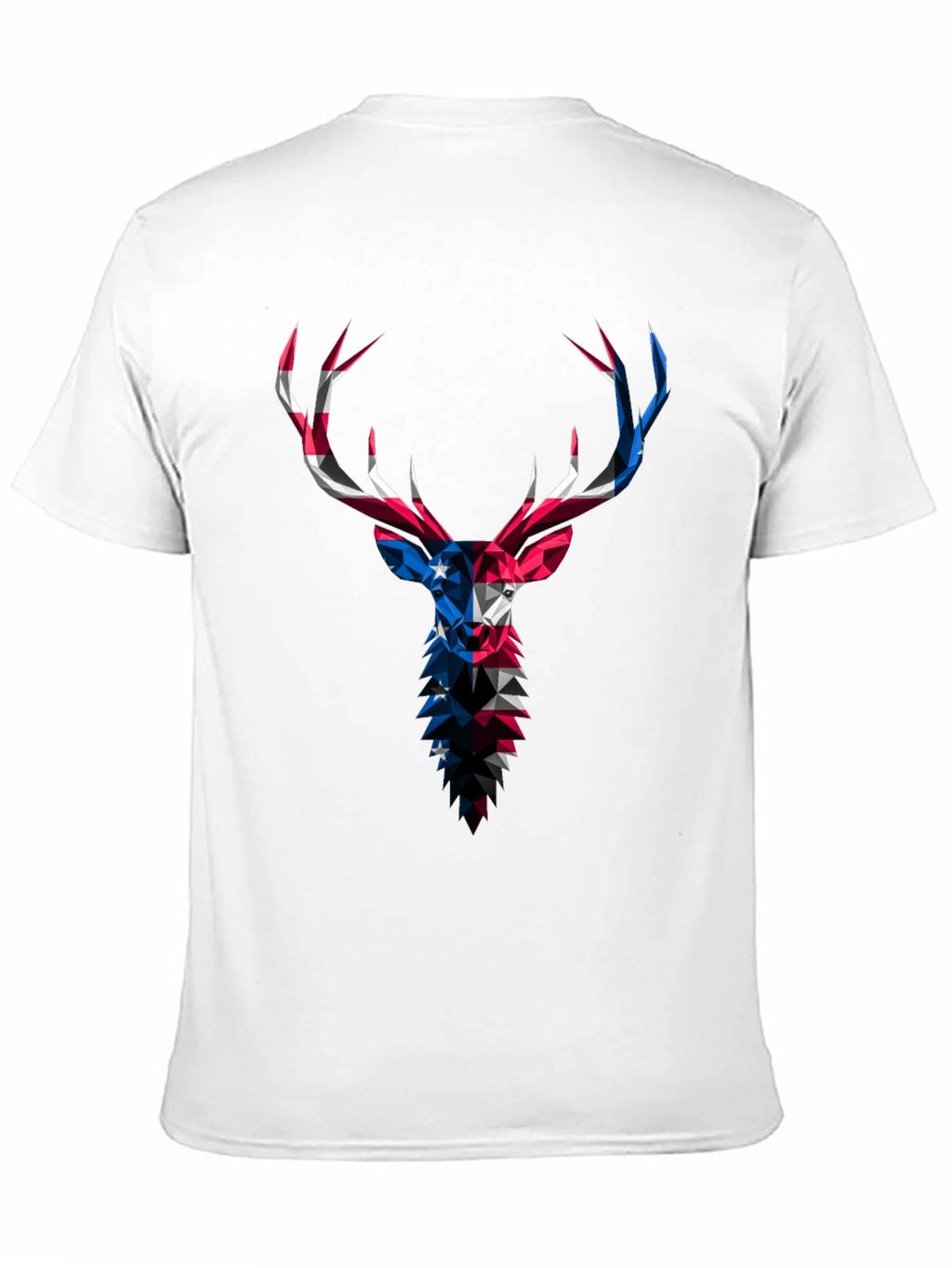 Geometric Deer USA Flag Graphic Black T-Shirt