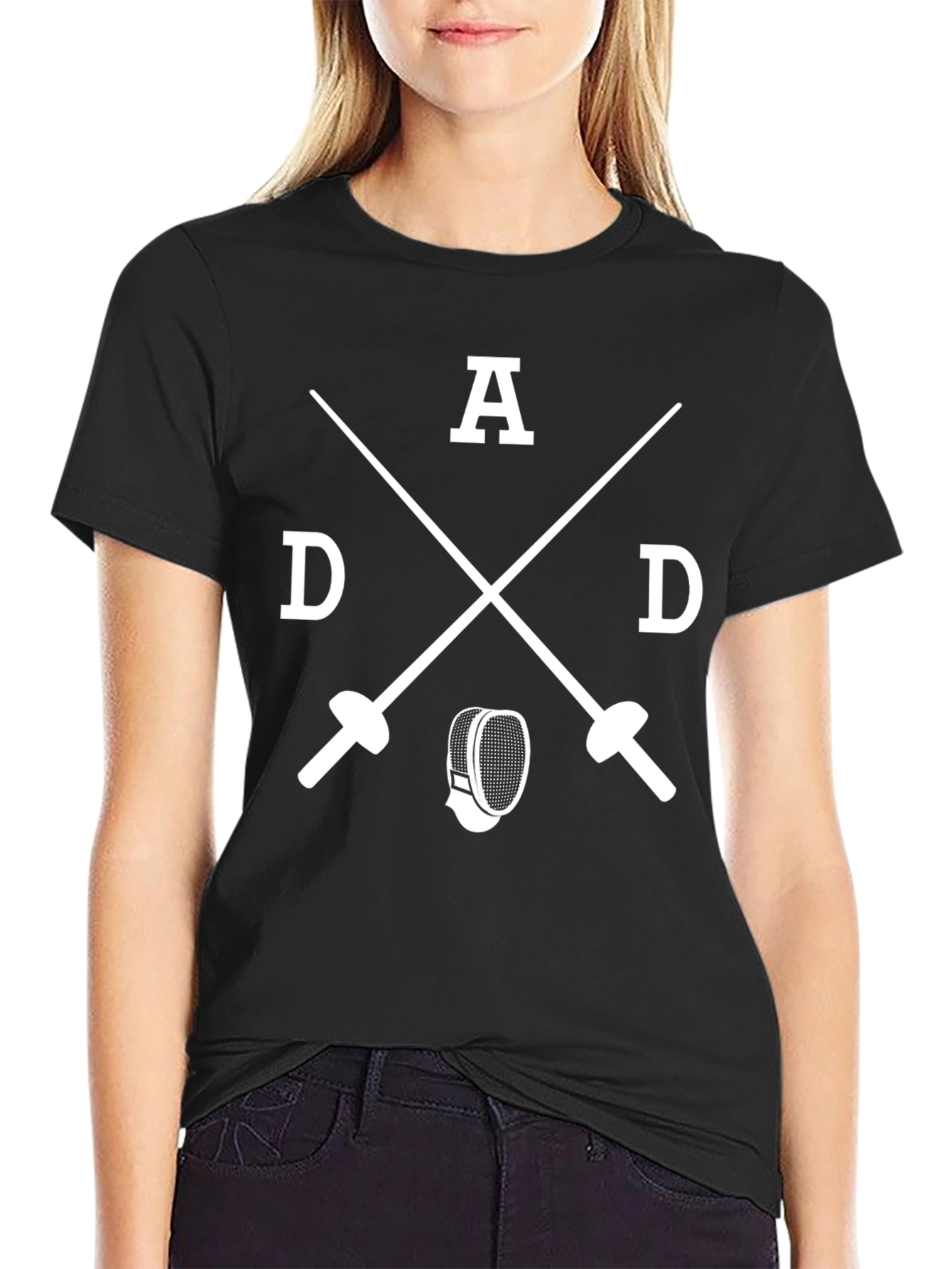 Fencing Dad Graphic Tee - Swords and Mask T-Shirt