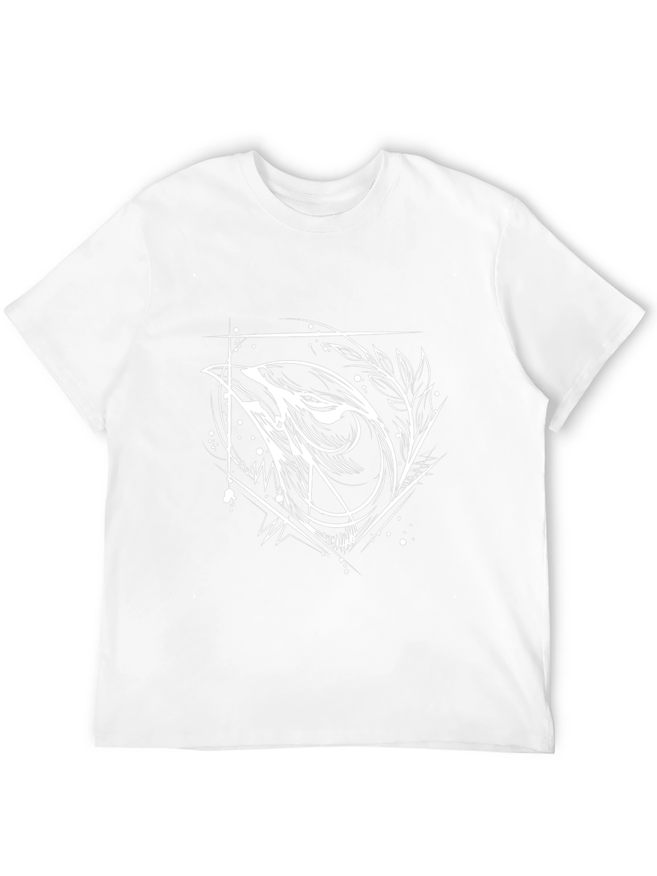 Geometric Wolf Graphic Tee - Black Cotton Blend