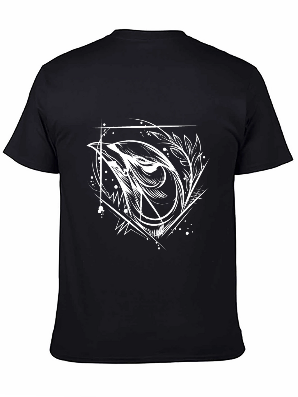 Geometric Wolf Graphic Tee - Black Cotton Blend