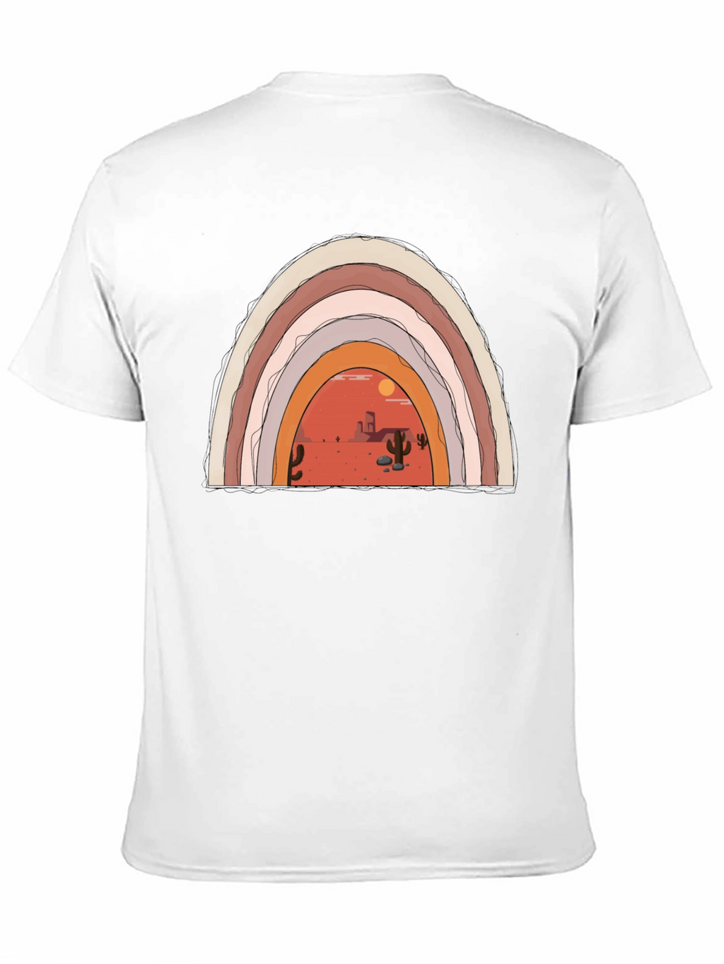 Desert Rainbow Graphic Tee - Trendy Black T-Shirt