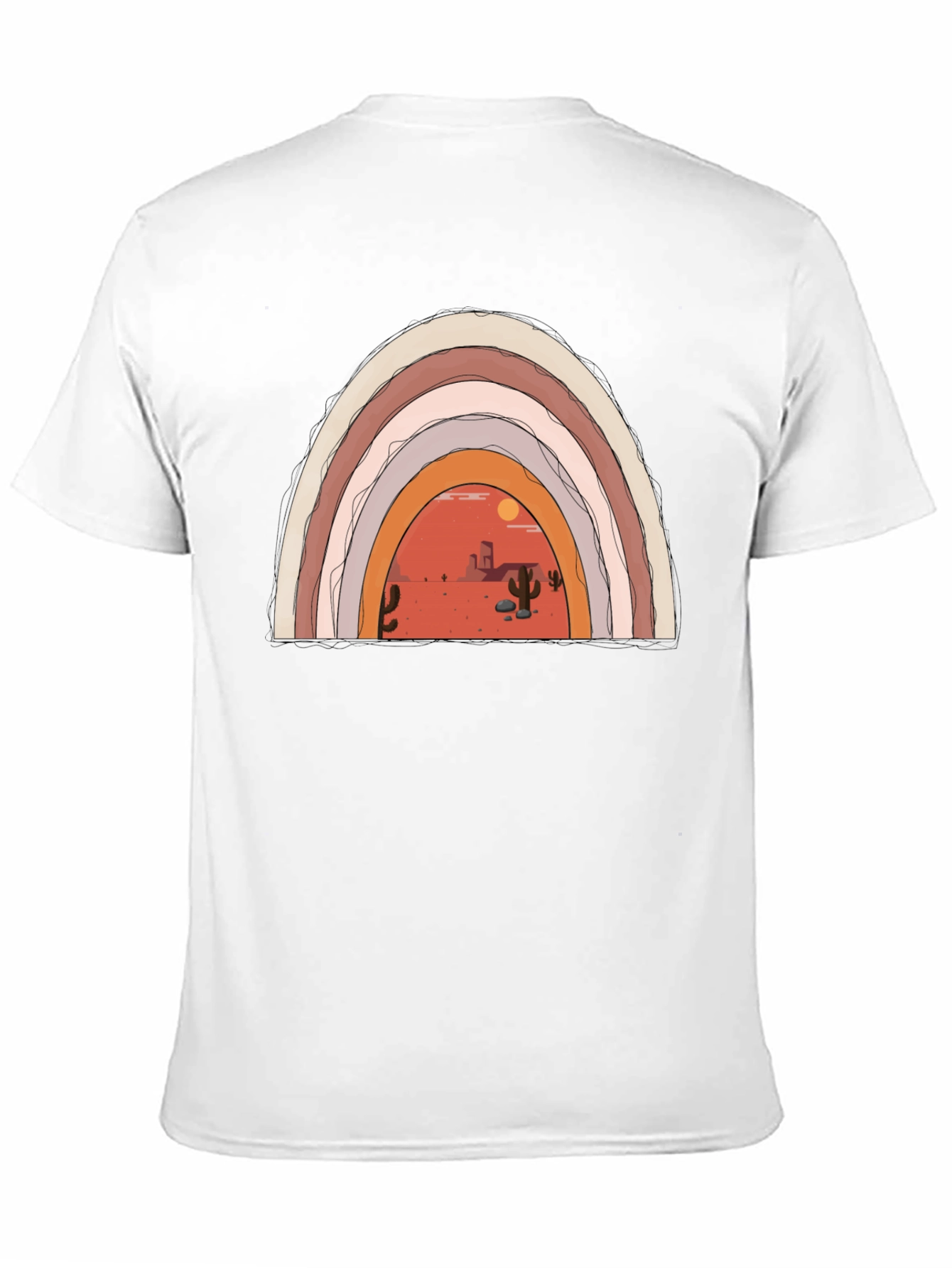 Desert Rainbow Graphic Tee - Trendy Black T-Shirt