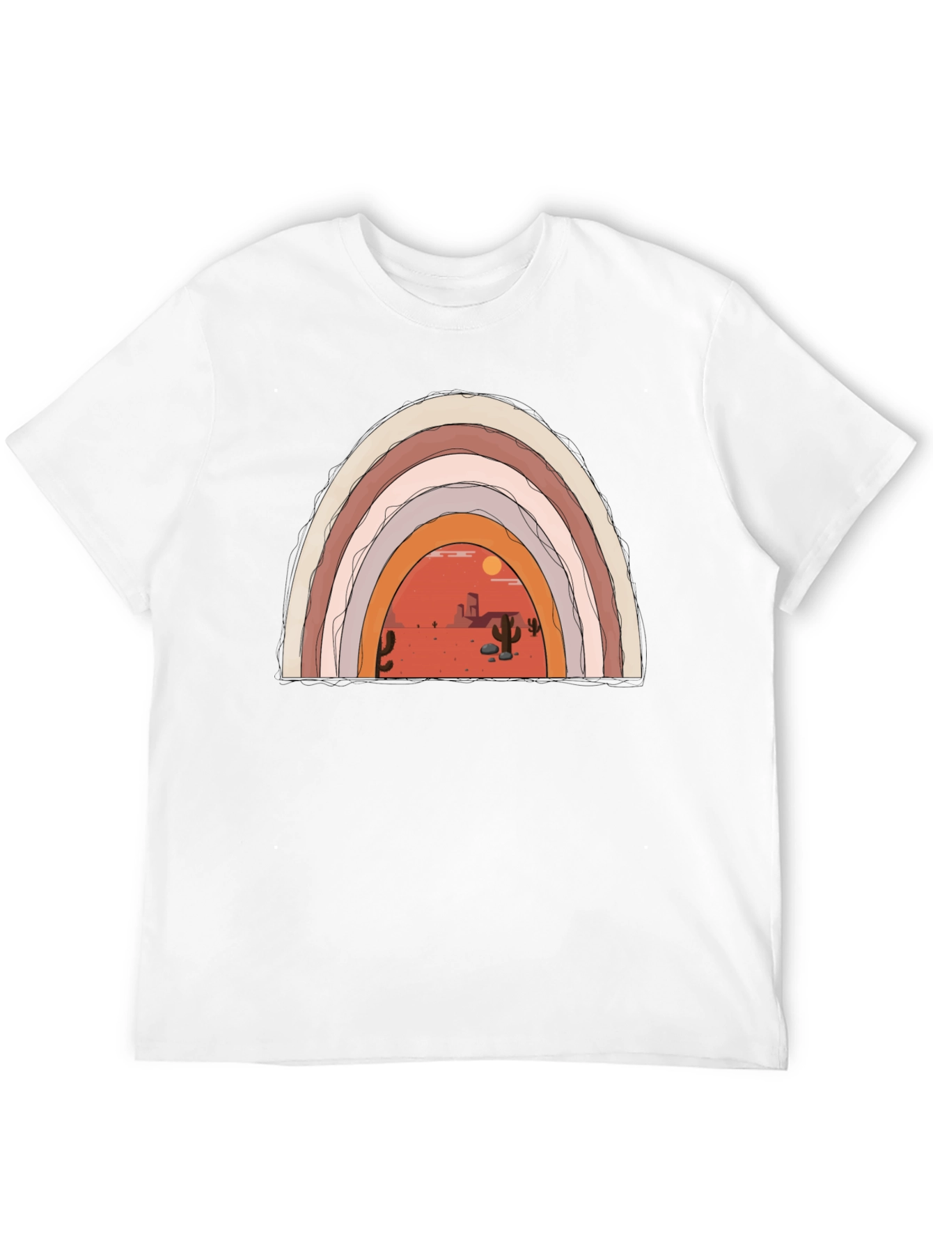 Desert Rainbow Graphic Tee - Trendy Black T-Shirt