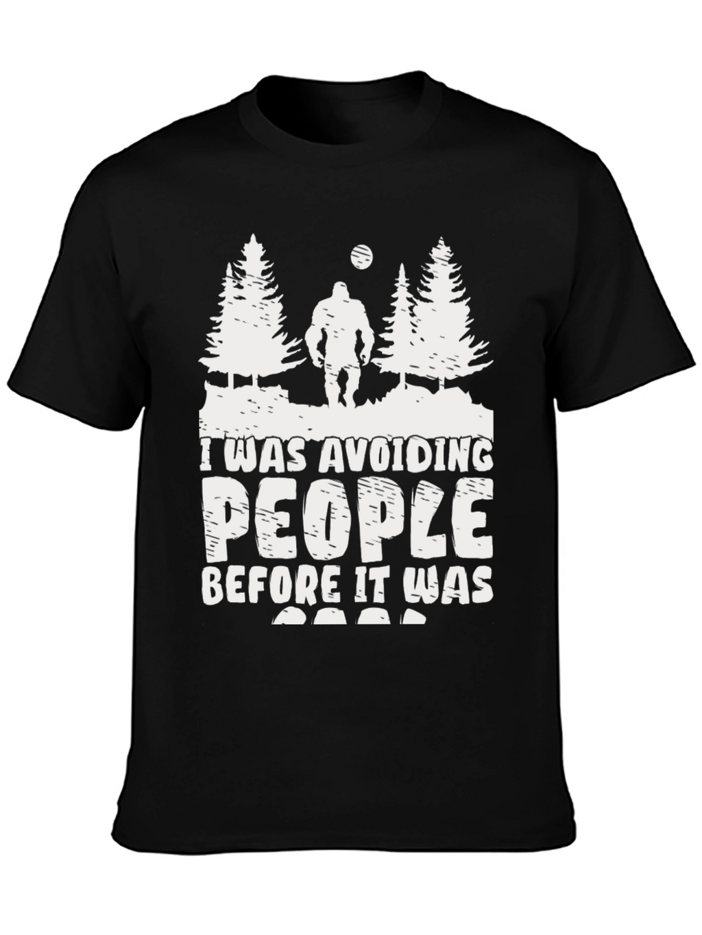 Sasquatch Avoid People Graphic Tee - Black