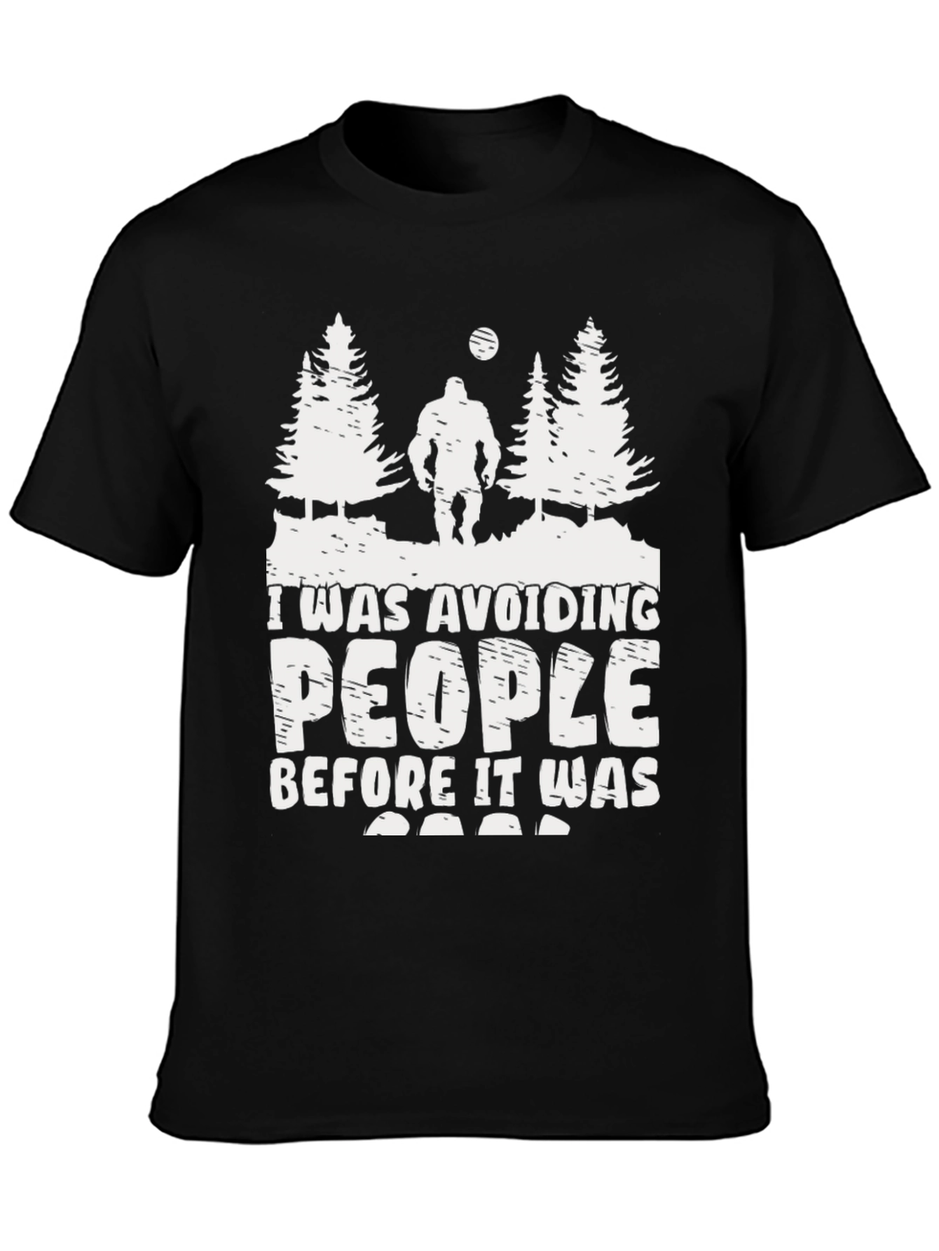 Sasquatch Avoid People Graphic Tee - Black