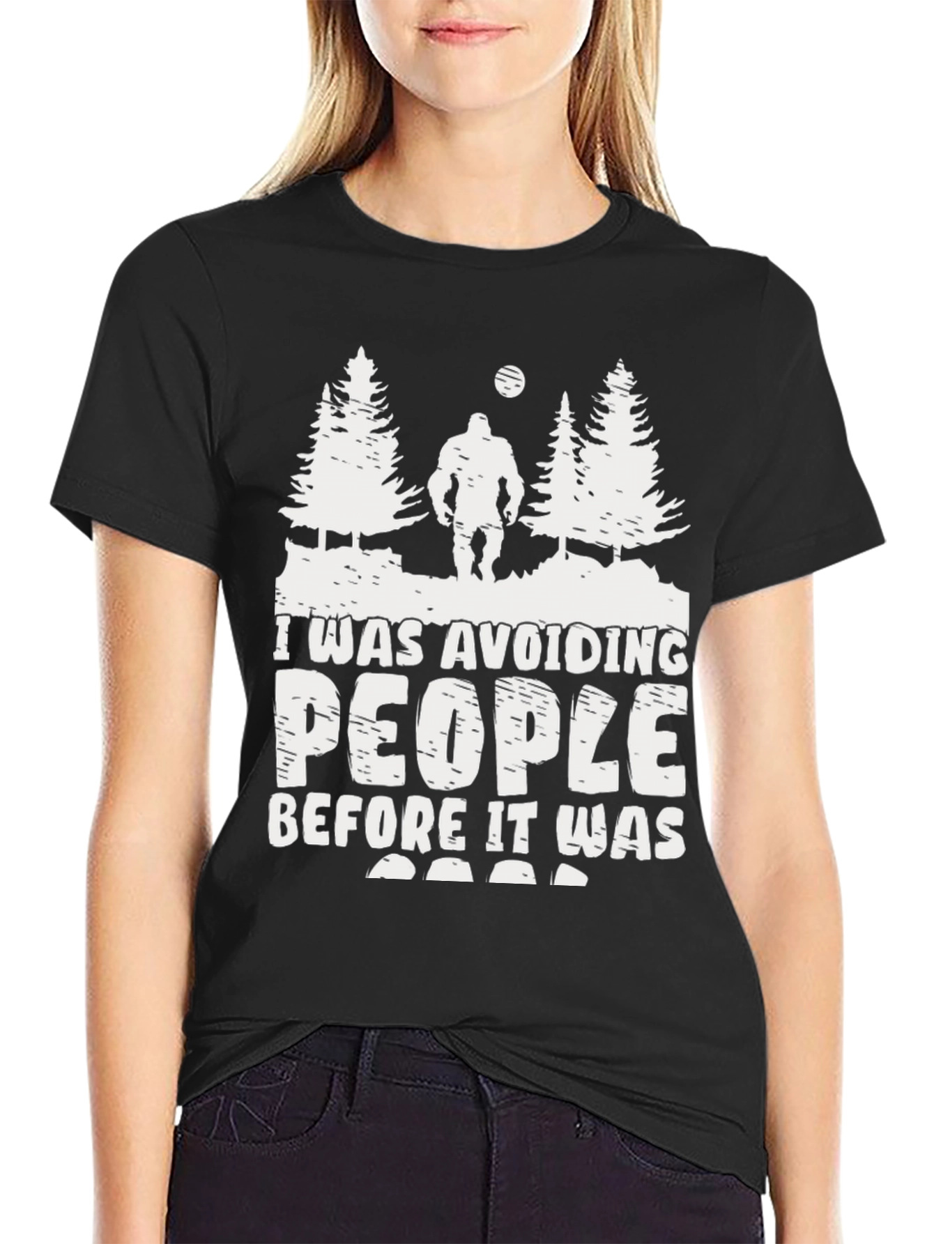 Sasquatch Avoid People Graphic Tee - Black