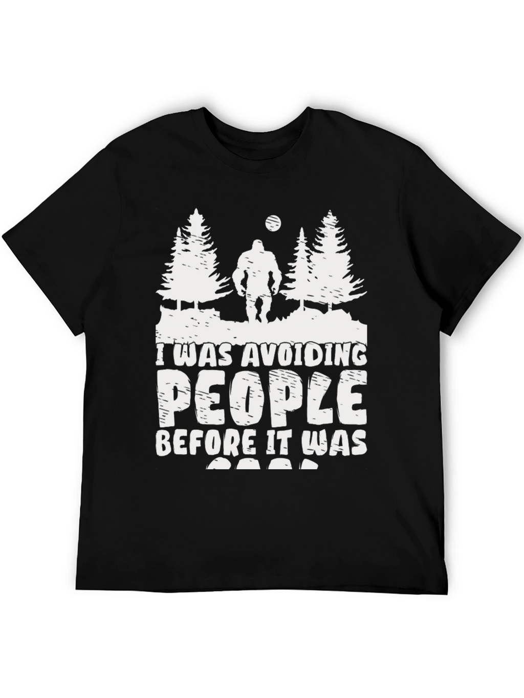 Sasquatch Avoid People Graphic Tee - Black