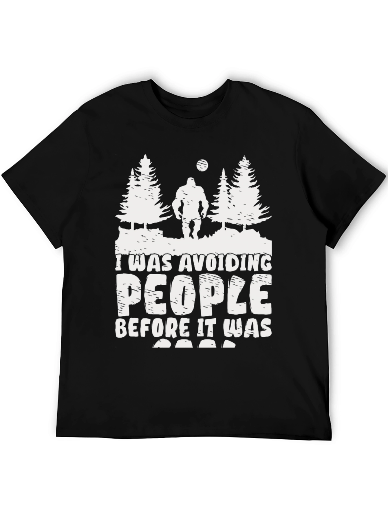 Sasquatch Avoid People Graphic Tee - Black