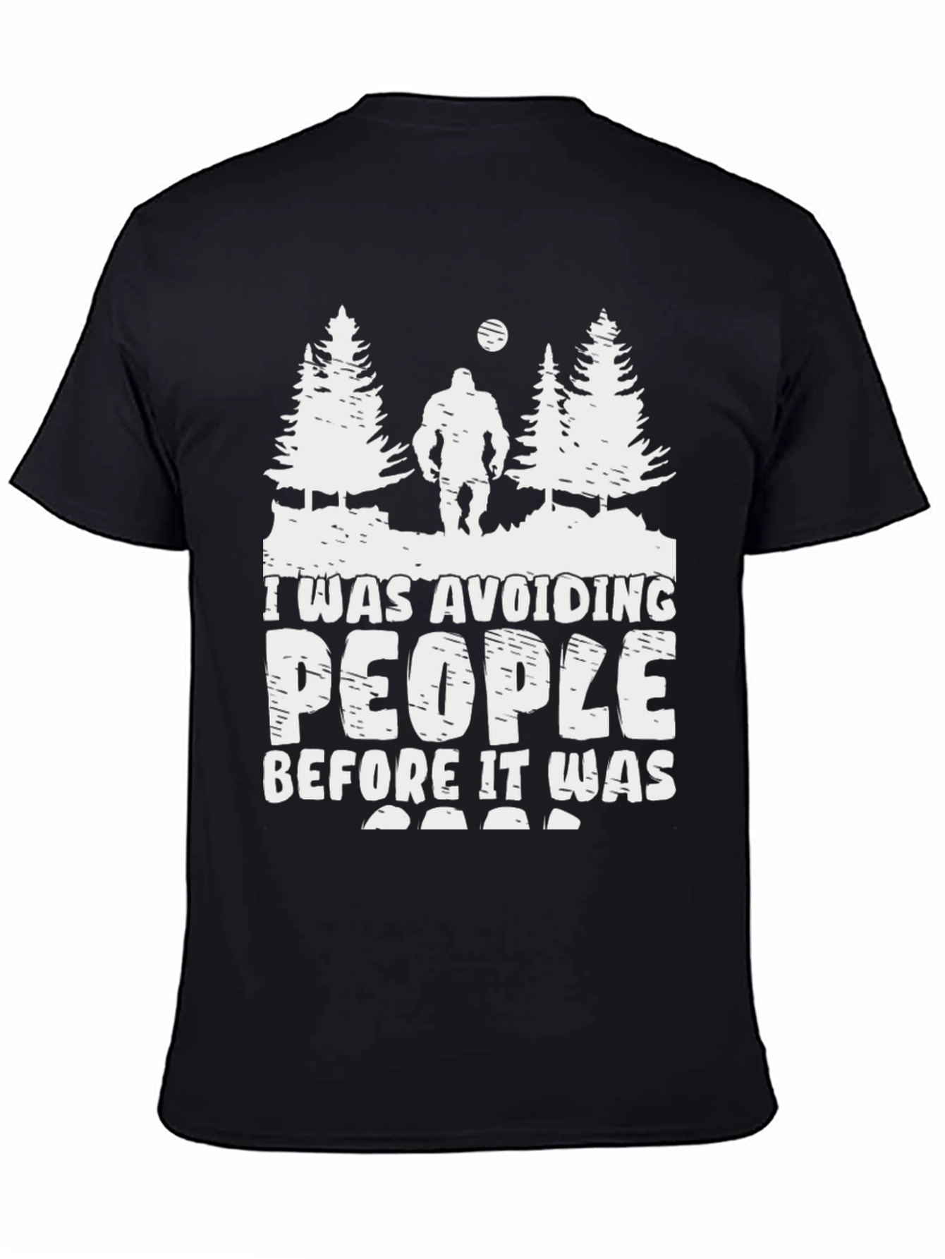 Sasquatch Avoid People Graphic Tee - Black