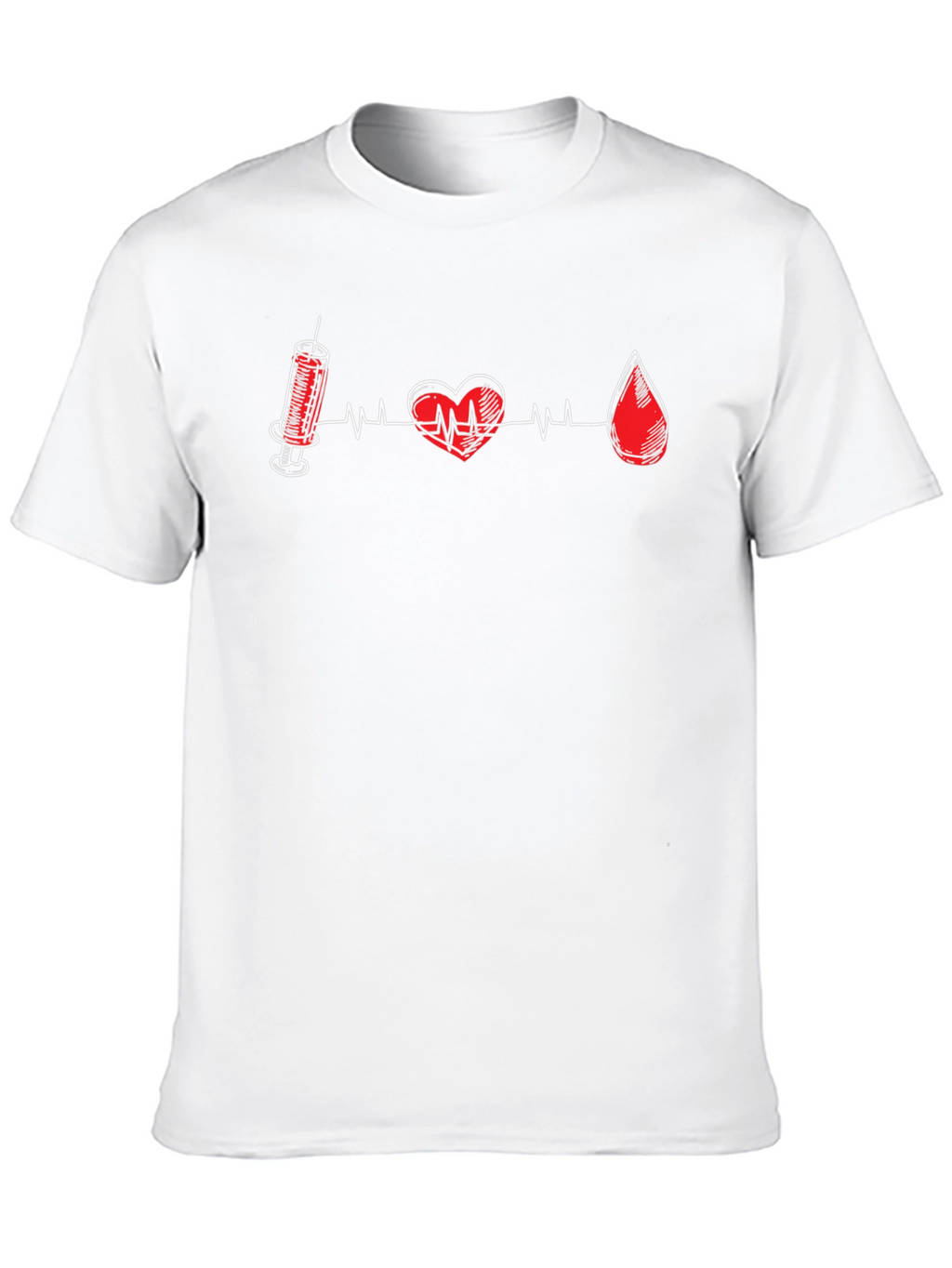 Medical Motif Tee: Heart Syringe & Blood Drop