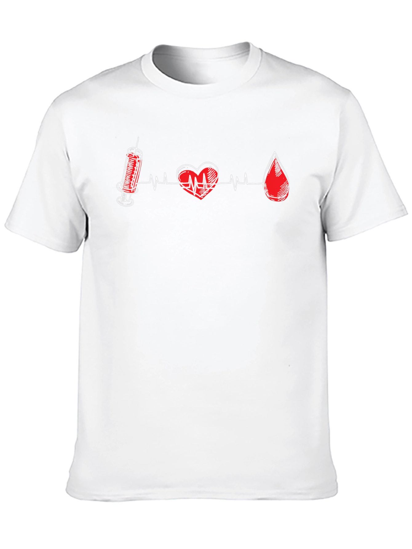 Medical Motif Tee: Heart Syringe & Blood Drop