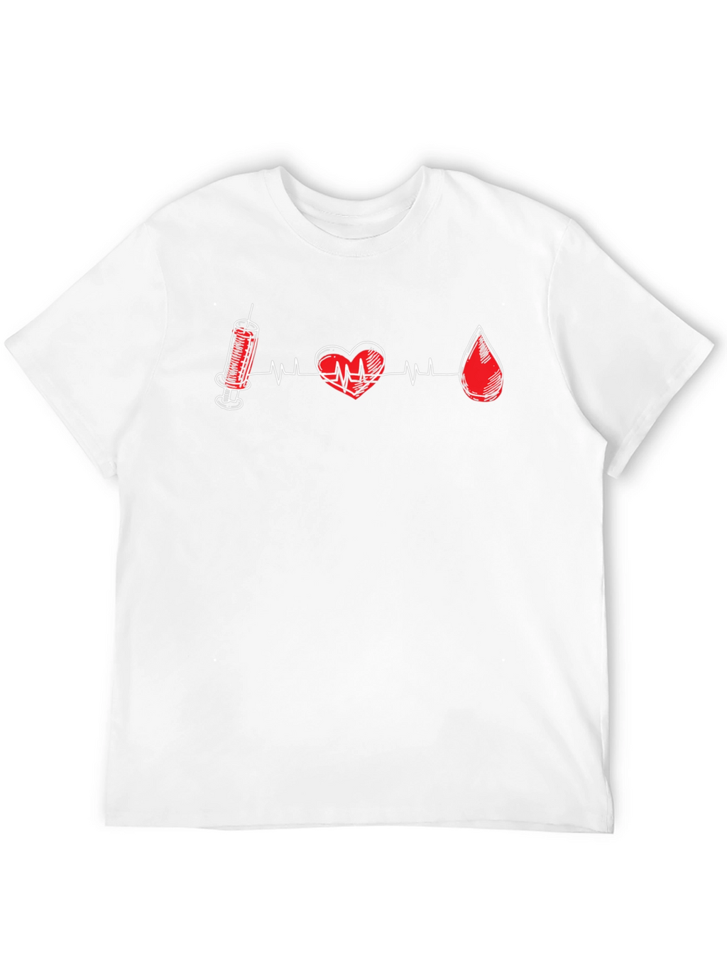 Medical Motif Tee: Heart Syringe & Blood Drop
