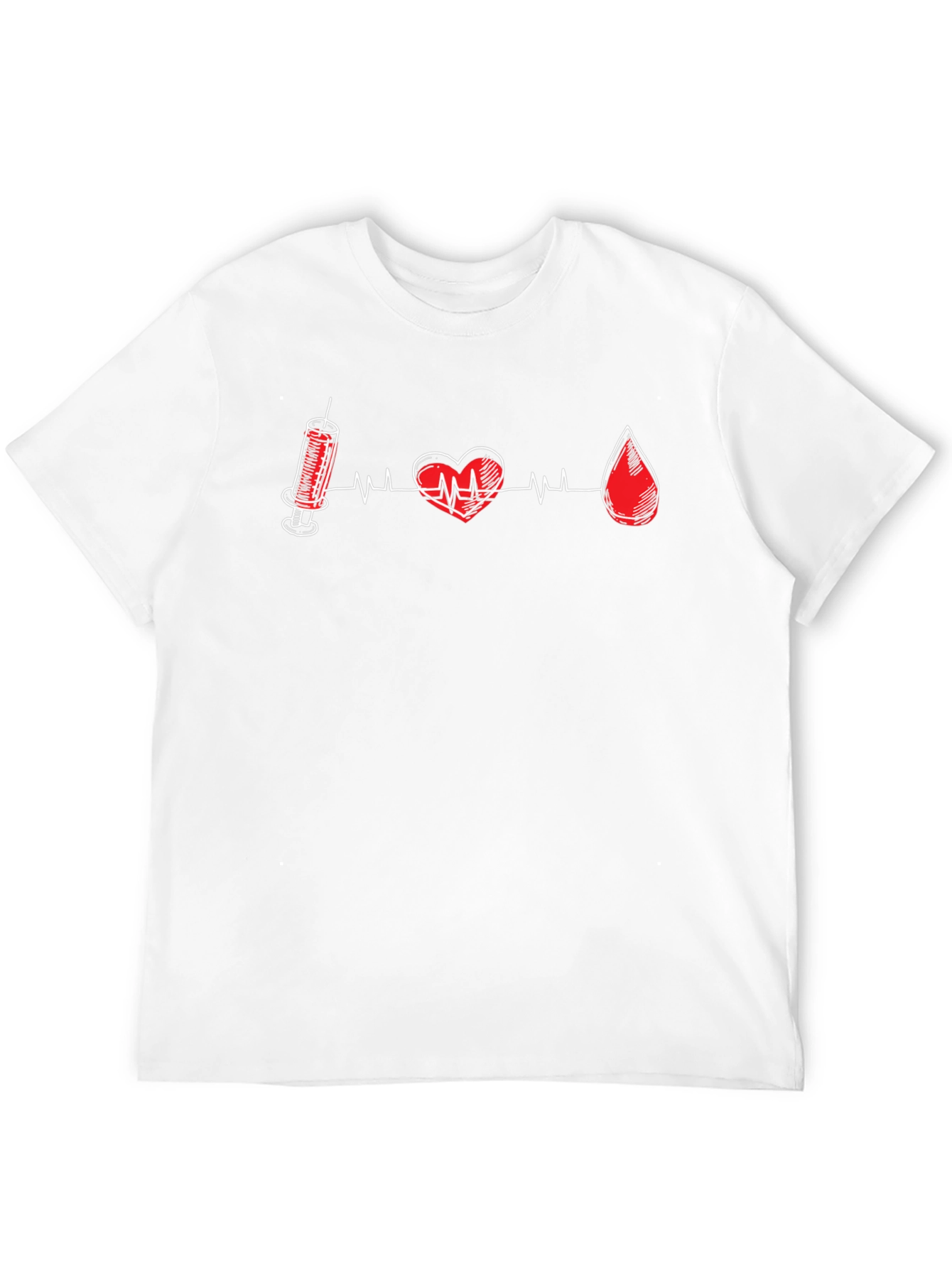 Medical Motif Tee: Heart Syringe & Blood Drop