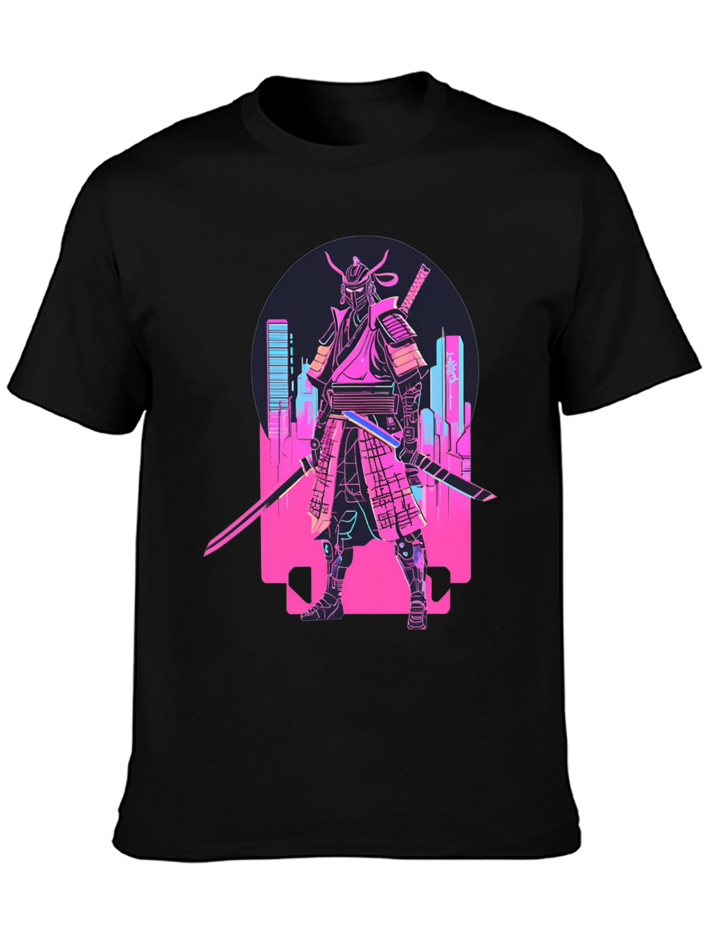 Cyberpunk Samurai T-Shirt - Neon City Warrior